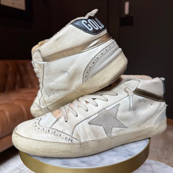AUTHENTIC *GOLDEN GOOSE* Creme, Black, Gold Mid-Star * Size 10 - Picture 6 of 6